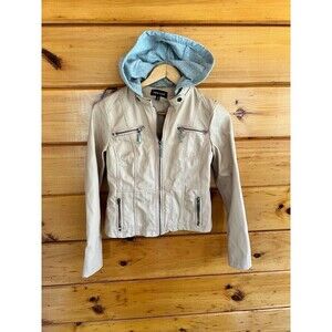 White faux leather with cloth hood S Teen